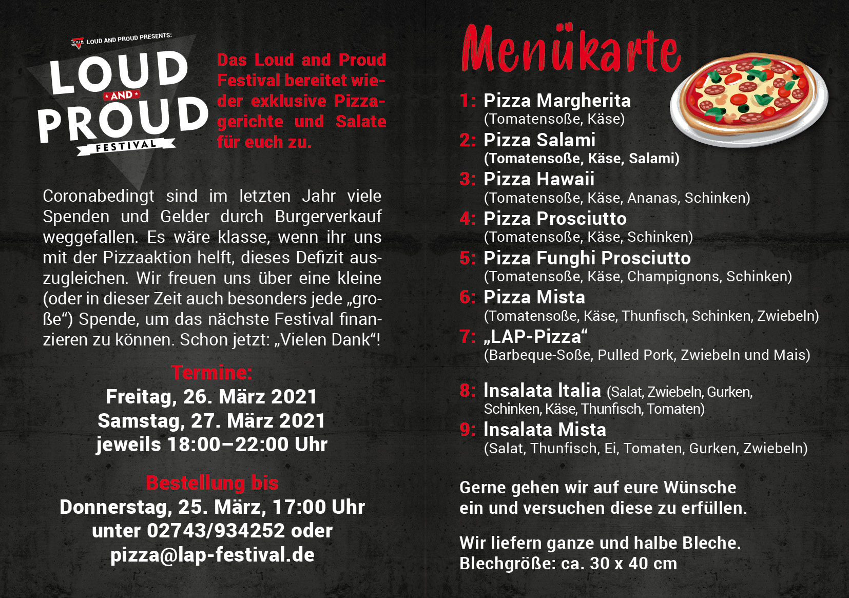 Pizza für das Festival