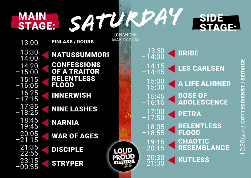 LAP26 Timetable Saturday
